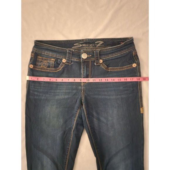 Seven7 Women's Dark Wash Mid Rise Cotton-Blend Skinny Jeans Size 10 - Picture 13 of 14